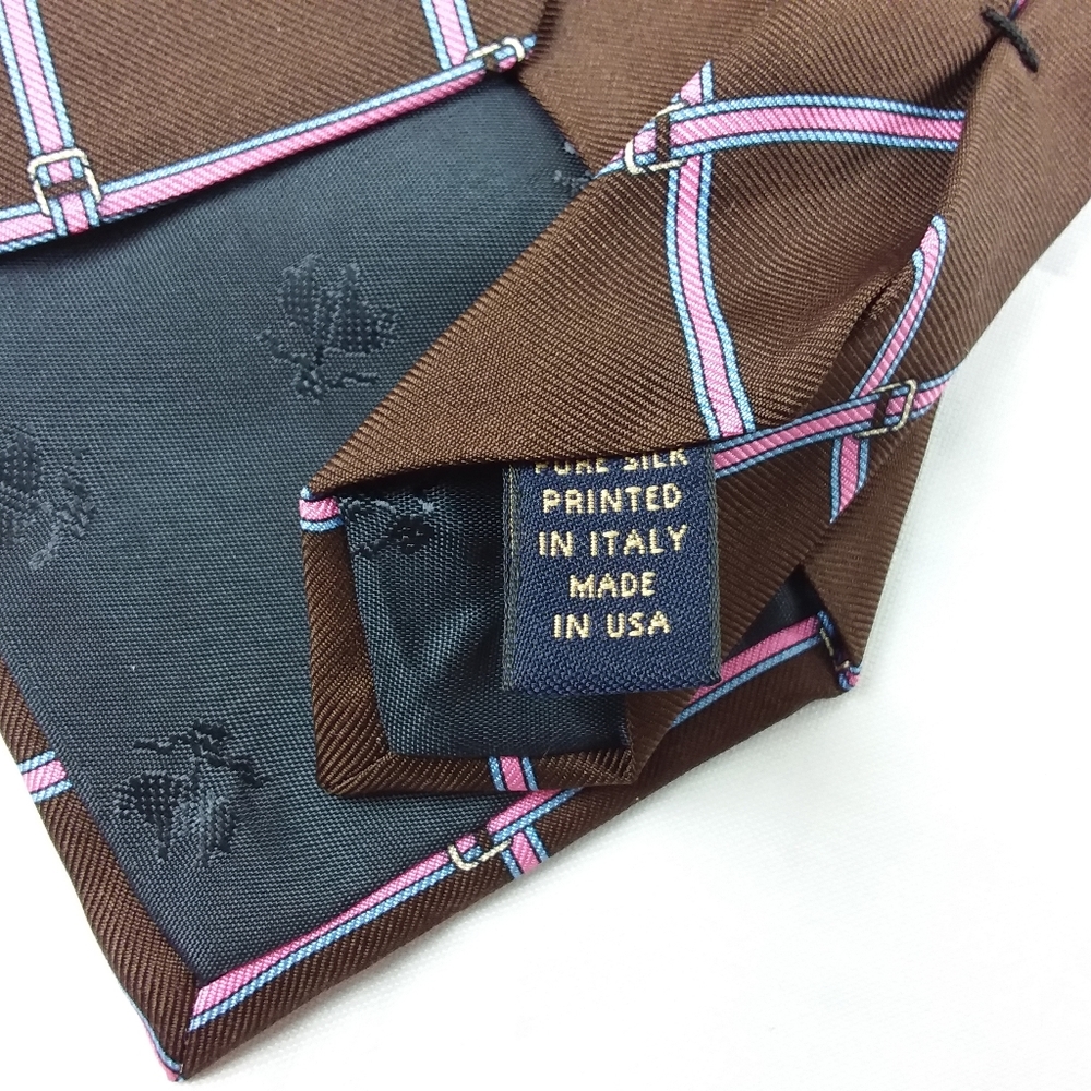 Brooks Brothers Necktie Silk USA Made Brown Pink - Picture 7 of 7